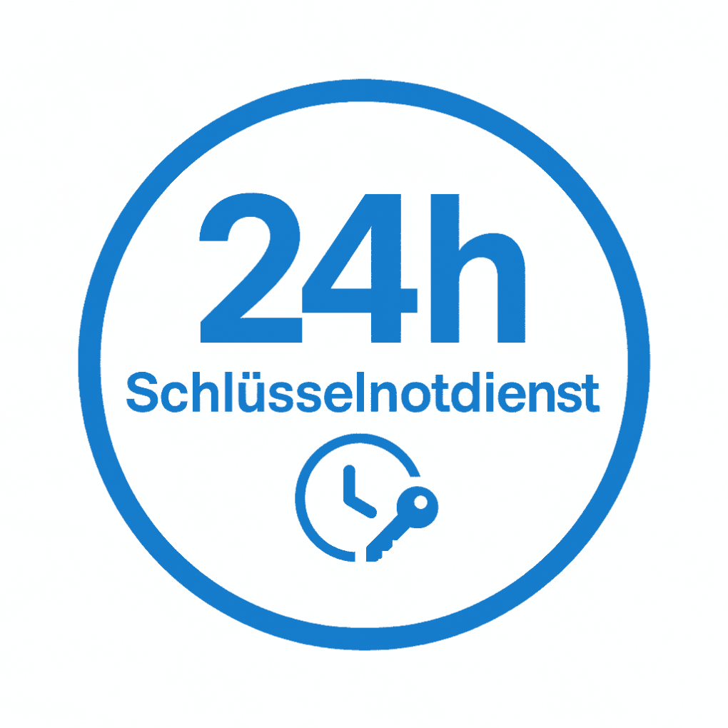 24h Schlüsseldienst München 24 Stunden Notdienst München – Symbolgrafik mit Uhr und Schlüssel
